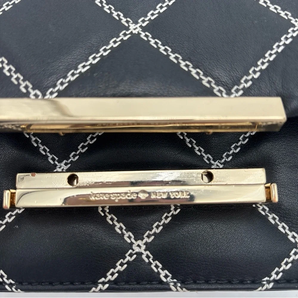 Kate Spade Quilted‎ Black Crossbody with Gold Chain